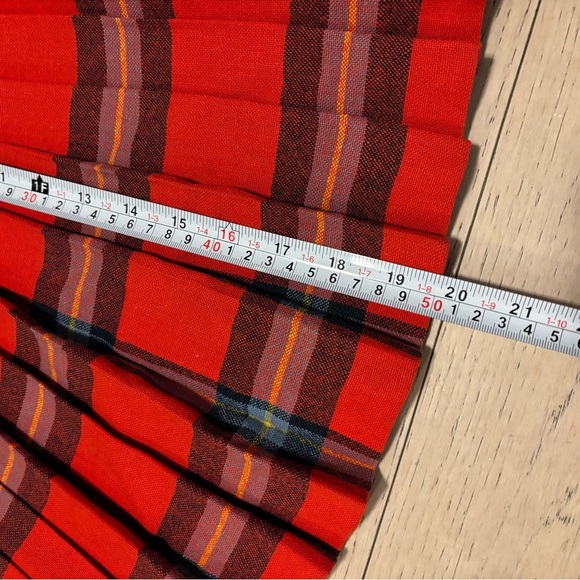 Vintage 60s Red Tartan Plaid Pleated Skirt - Picture 12 of 12